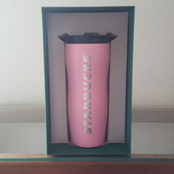 Starbucks Other - Starbucks 2008 pink and silver curvy stainless steel hot beverage cup mug 12oz